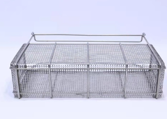 Desinfecção de alta temperatura de Mesh Storage Basket Sterilization Medical do fio retangular