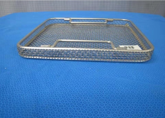 Desinfecção de alta temperatura de Mesh Storage Basket Sterilization Medical do fio retangular