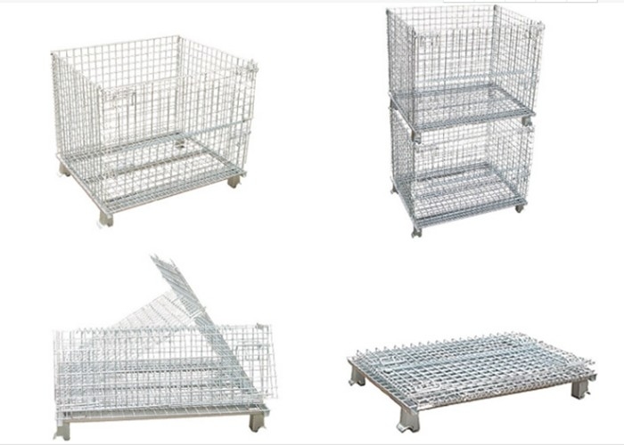 800kg Mesh Container dobrável, fio de ferro galvanizado Mesh For Warehouse/oficina